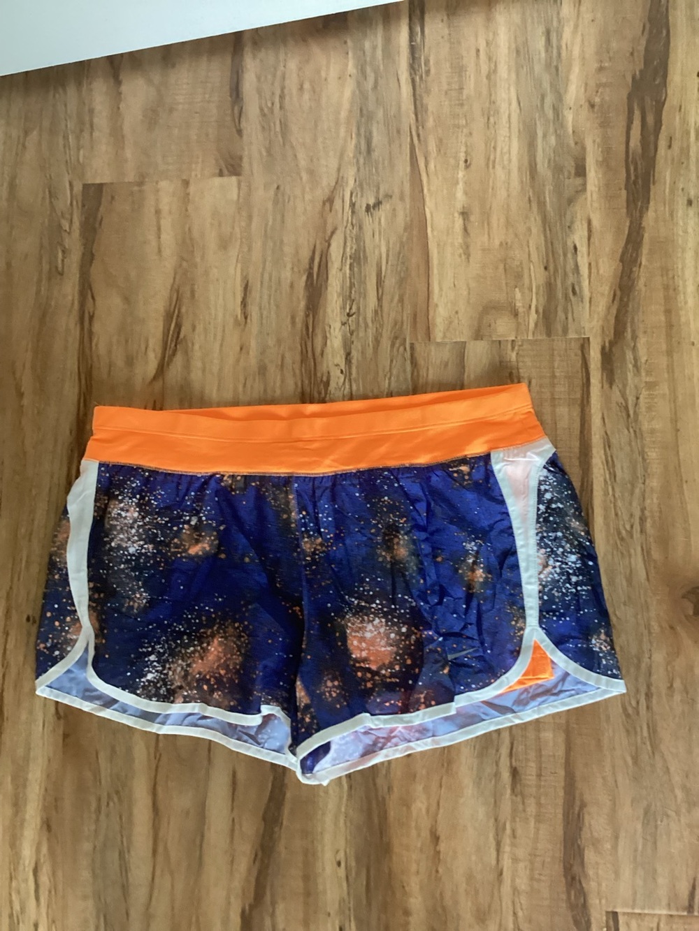Nike Women's Orange Waist Galaxy Print Athletic Shorts - Picture 1 of 8